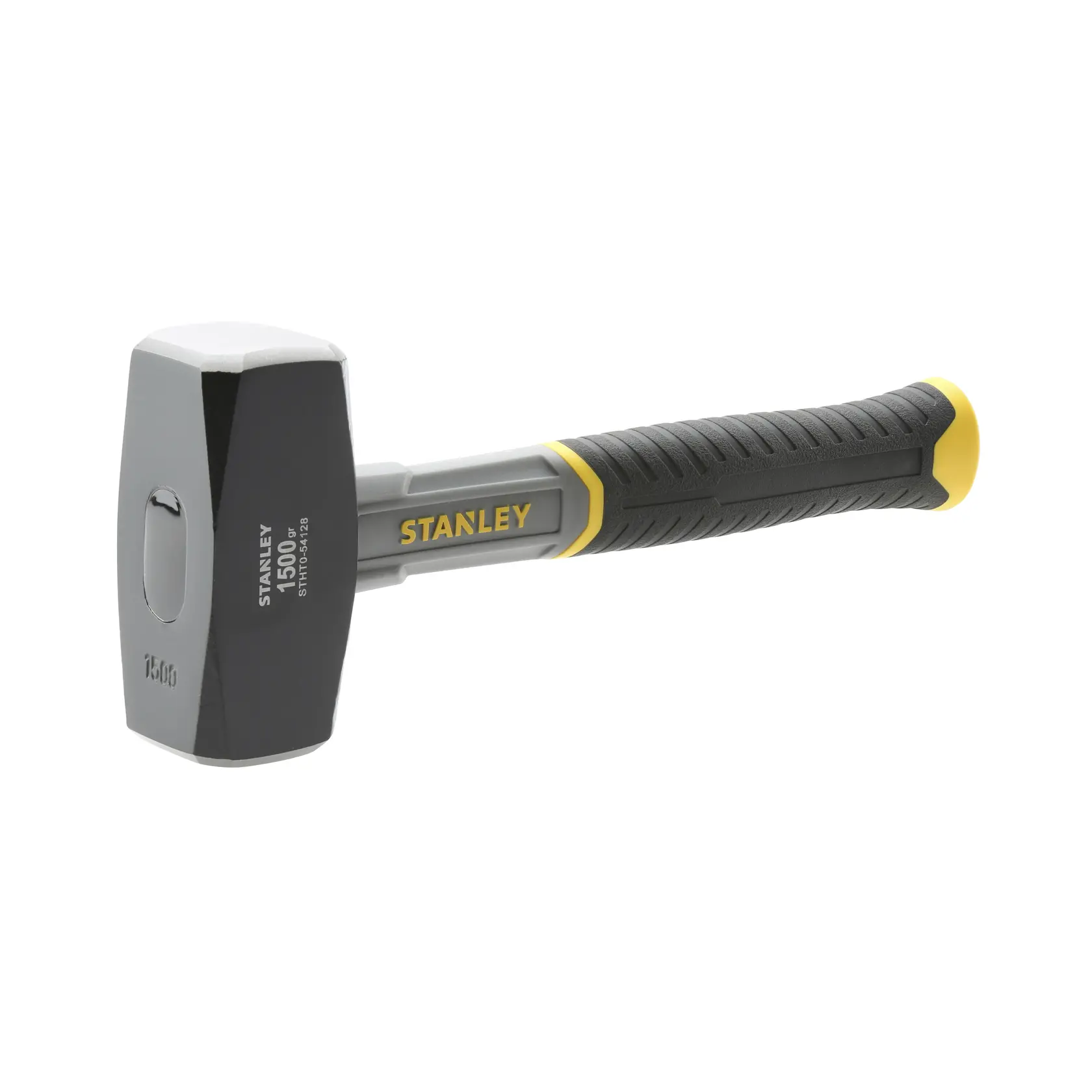 Maza Stanley STHT0-54128 con cabeza negra y mango negro-amarillo, foto lateral.