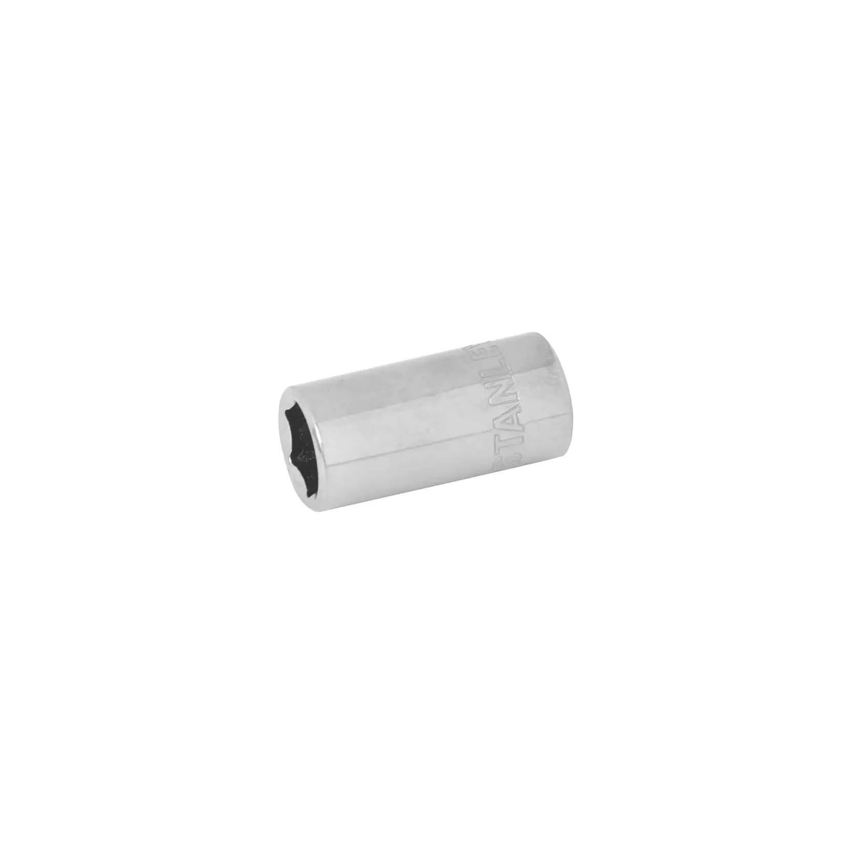 STANLEY 86-105 dado, acabado cromado, diseño hexagonal, categoría fotografía, inclinado sobre fondo blanco.