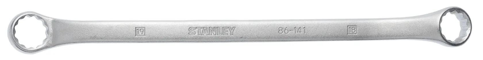 Llave de estrella STANLEY 86-141, herramienta manual plateada, vista superior sobre fondo blanco.